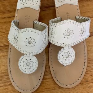 Jack Rogers mid wedge white sandal